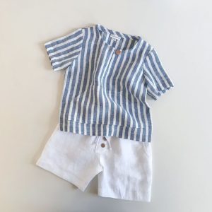 boys' nautical stripe linen tunic & white shorts set