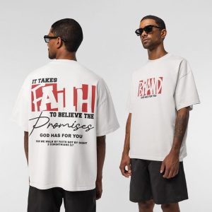 men’s oversized "faith" graphic streetwear t shirt – off white